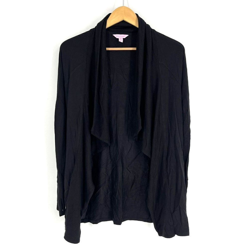 Lilly Pulitzer Sweater Size XXS Womens Black Elyssa Wrap Cardigan Thumbholes